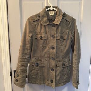 Converse One‎ Star Utility Military Jacket Button Up Cargo Coat Green/Gray XS